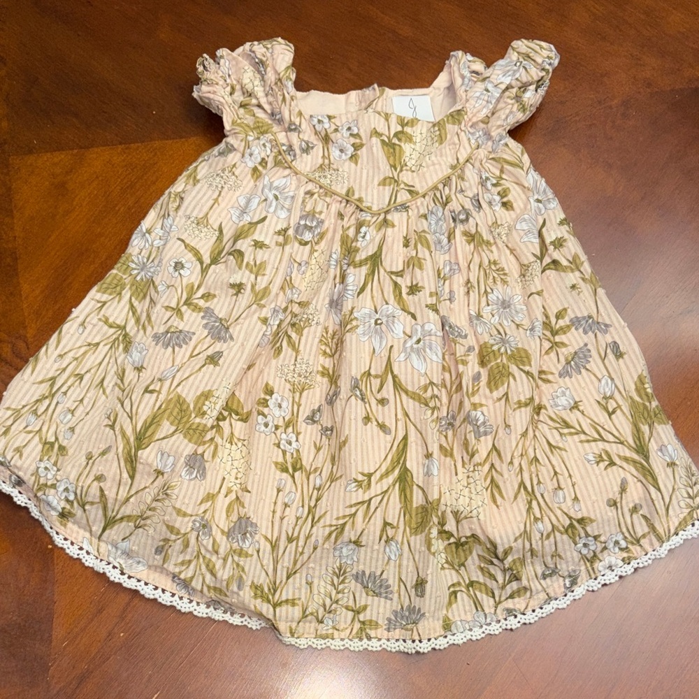 Joie Kids Dress in Cream and Green Floral